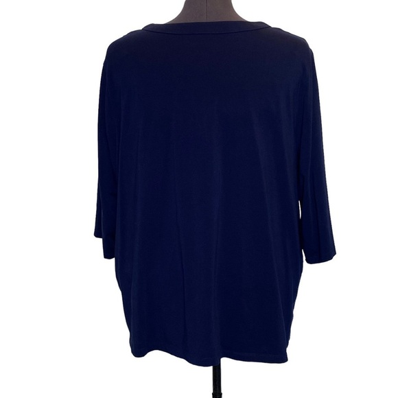 Catherines women's plus size 3X Suprema Collection Blue 3/4 sleeve pullon top - Picture 4 of 6